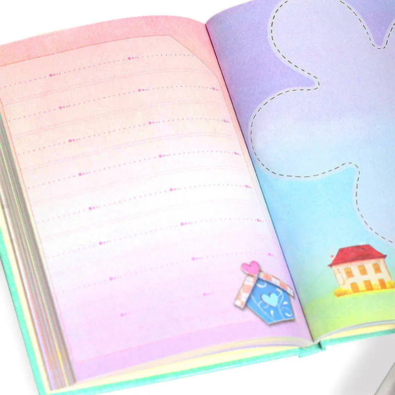 Children's code lock diary notebook in pink, blue, green, and orange colours with 32K size