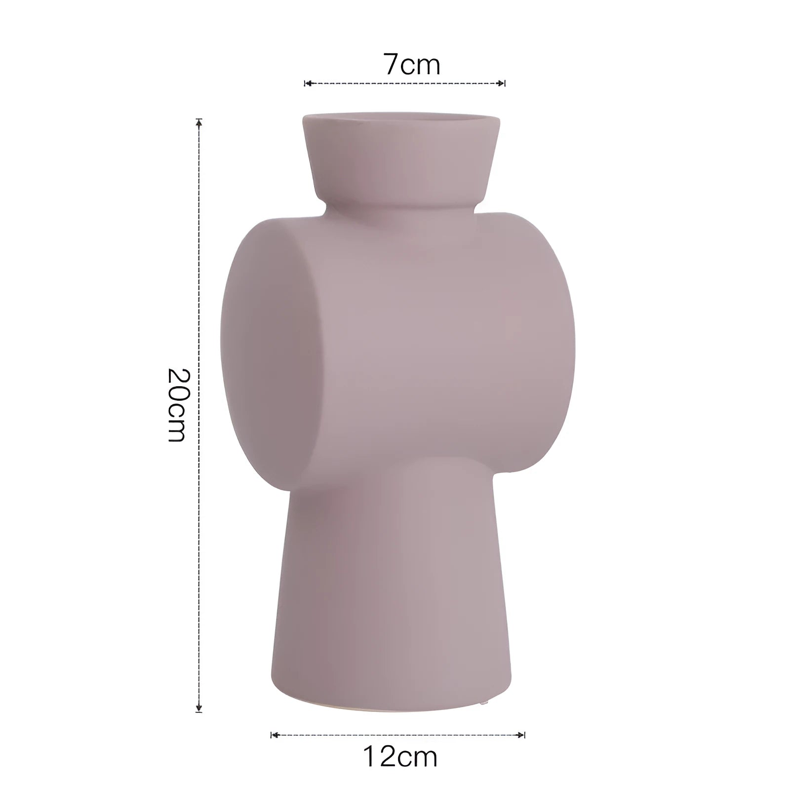 Morandi style ceramic vase with hammered texture in beige, brown, or purple.