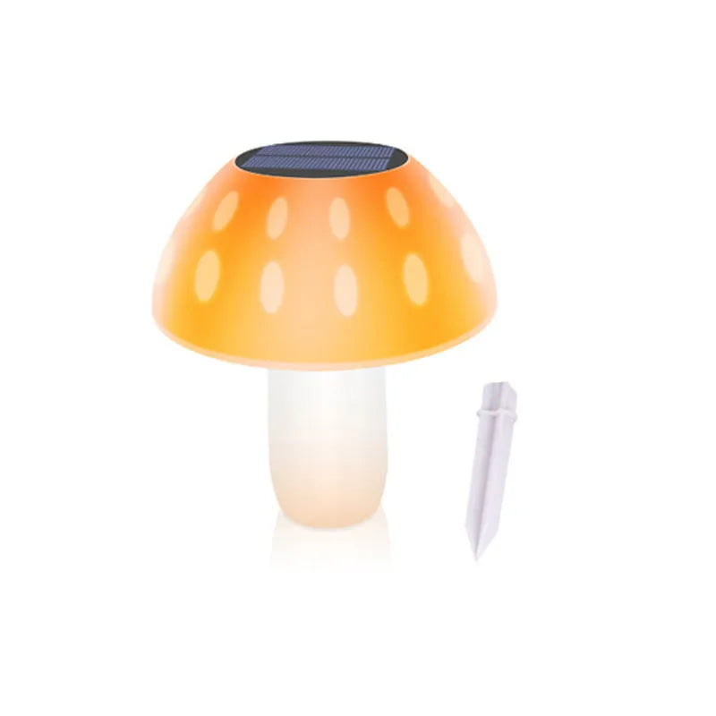 Solar mushroom ground plug light for garden installation with white or warm LED options