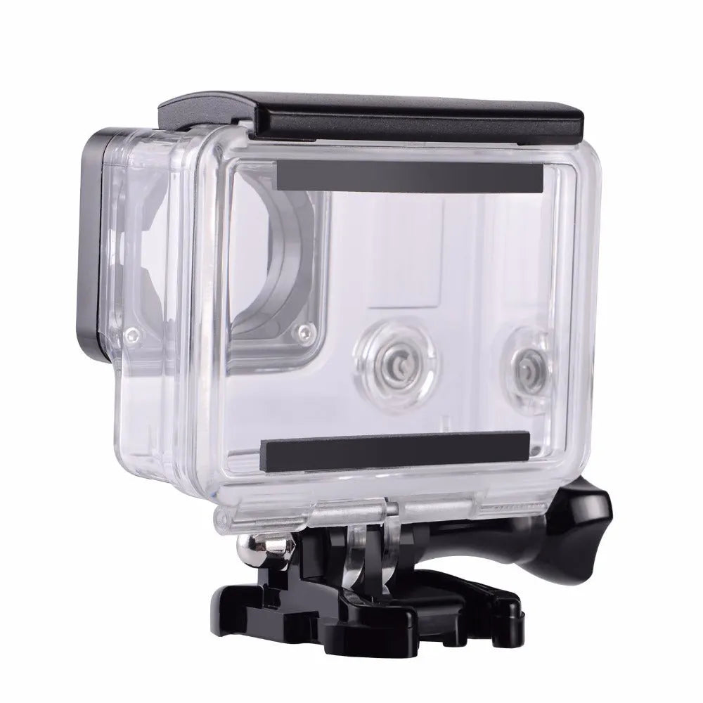 Transparent and black waterproof housing case for GoPro Hero 4 and 3 Plus, 30-metre depth rating