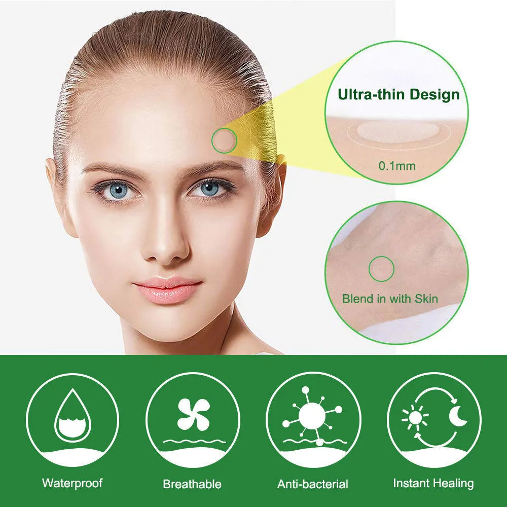 Colloidal invisible acne patch sheet green colour with 24 patches in 7mm, 10mm, 12mm sizes