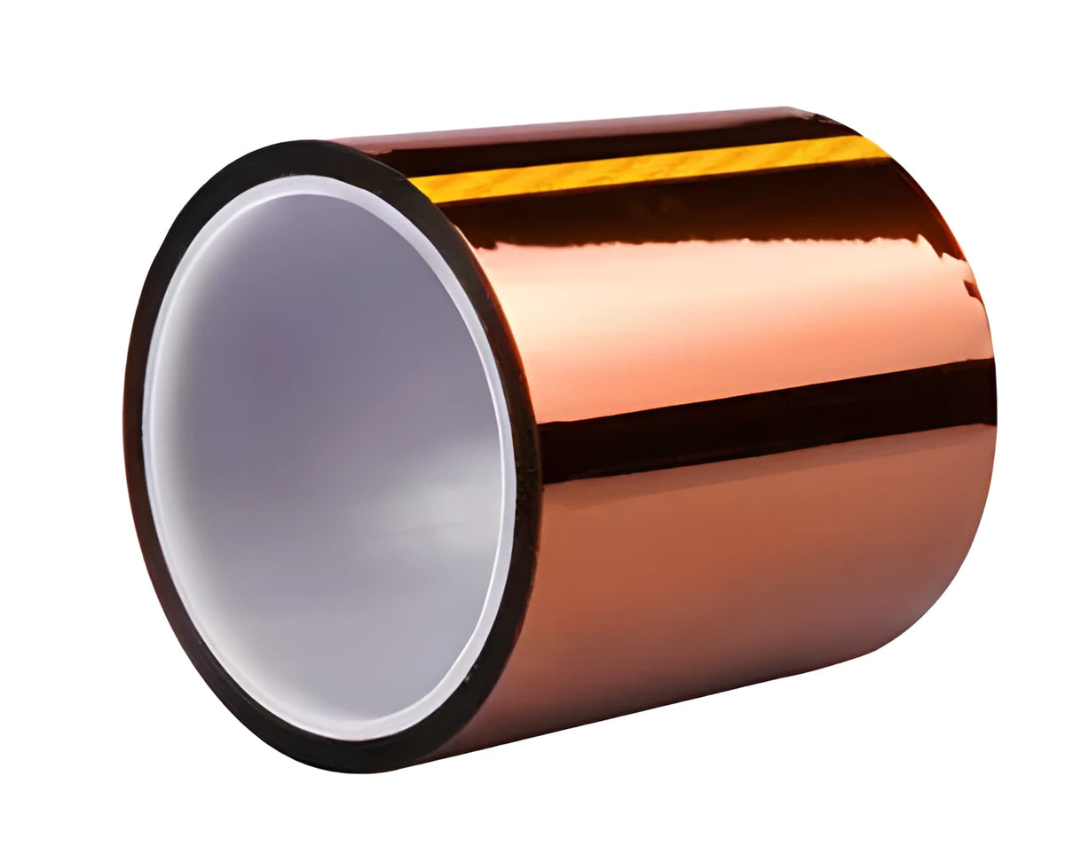 Amber polyimide 3D printer high temperature adhesive tape on a roll, 0.06mm thickness, 33 metre length