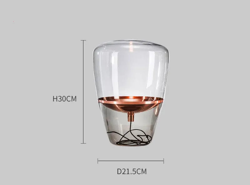 Post-modern mini glass table lamp with iron lampshade and integrated LED, available in multiple colour finishes