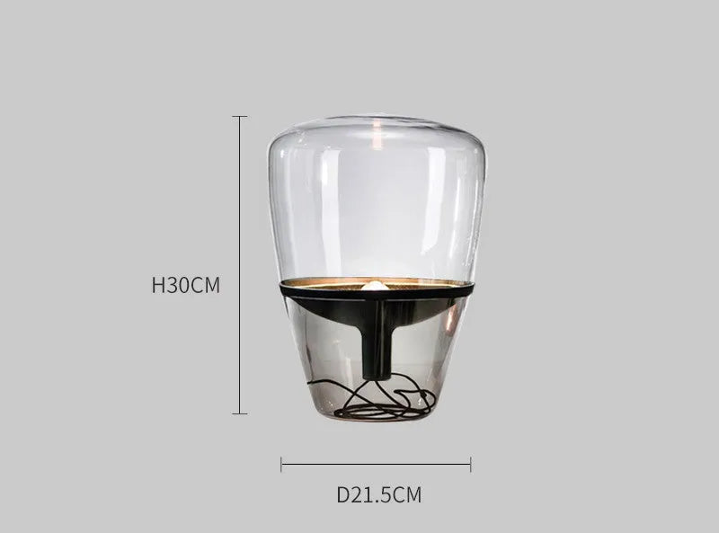 Post-modern mini glass table lamp with iron lampshade and integrated LED, available in multiple colour finishes