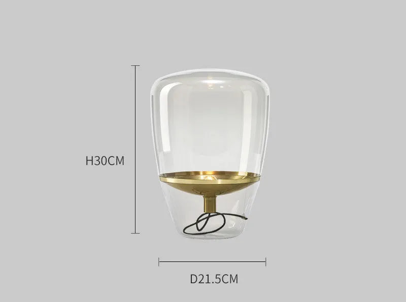 Post-modern mini glass table lamp with iron lampshade and integrated LED, available in multiple colour finishes