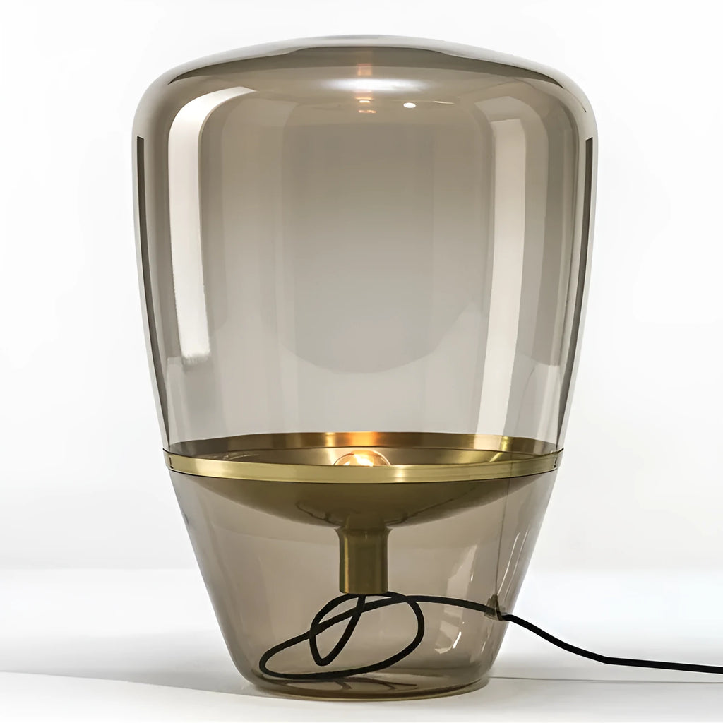 Post-modern mini glass table lamp with iron lampshade and integrated LED, available in multiple colour finishes