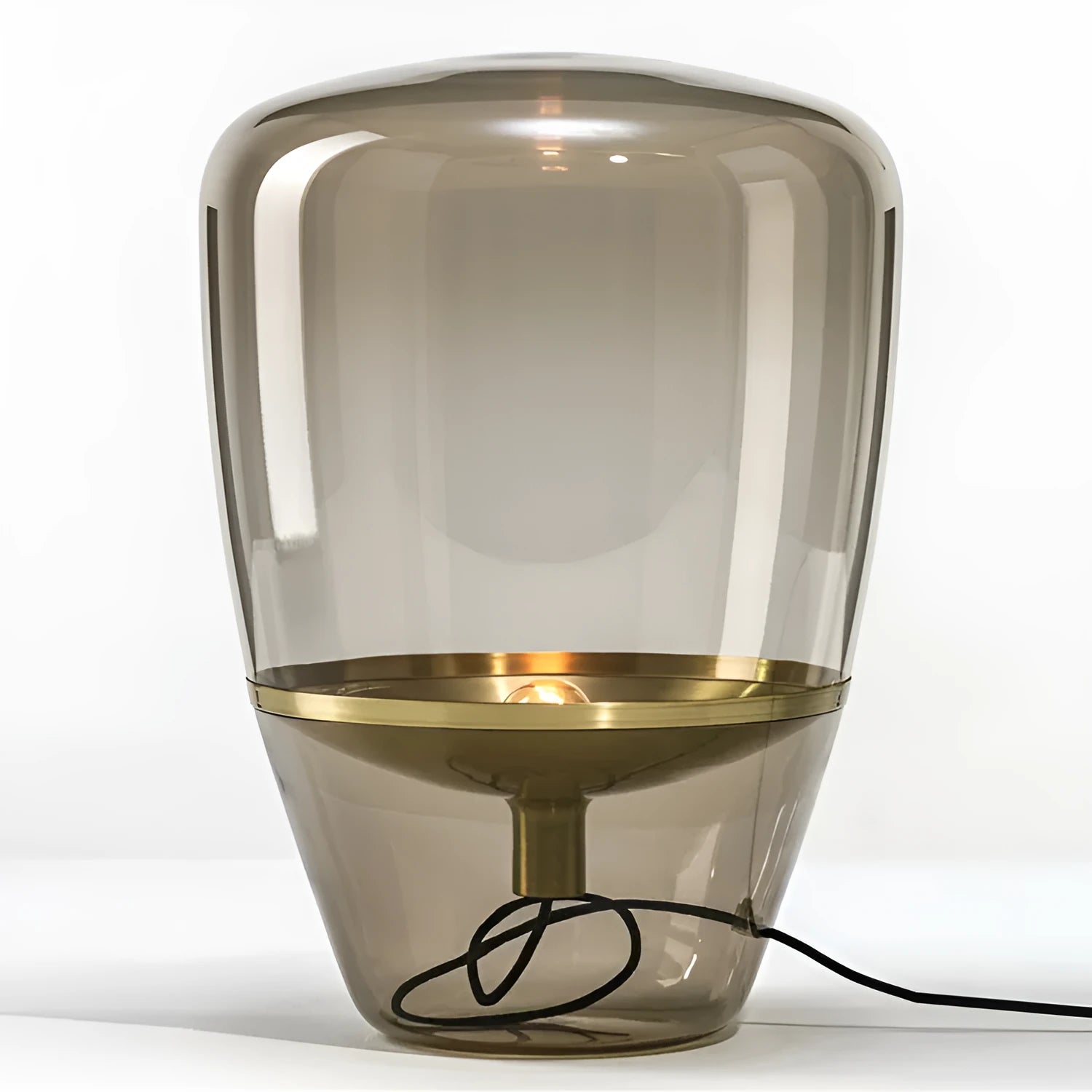 Post-modern mini glass table lamp with iron lampshade and integrated LED, available in multiple colour finishes