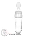 90ml silicone baby feeding bottle with squeeze spoon in white, pink, yellow, green or blue