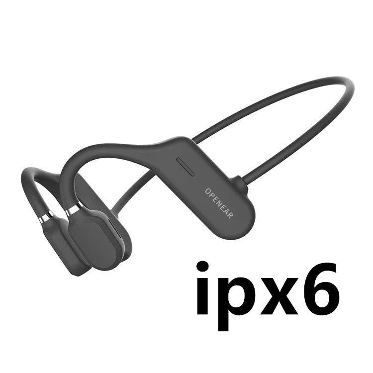 In-ear wireless sports headphones in black with open-ear design and IPX6 waterproof rating