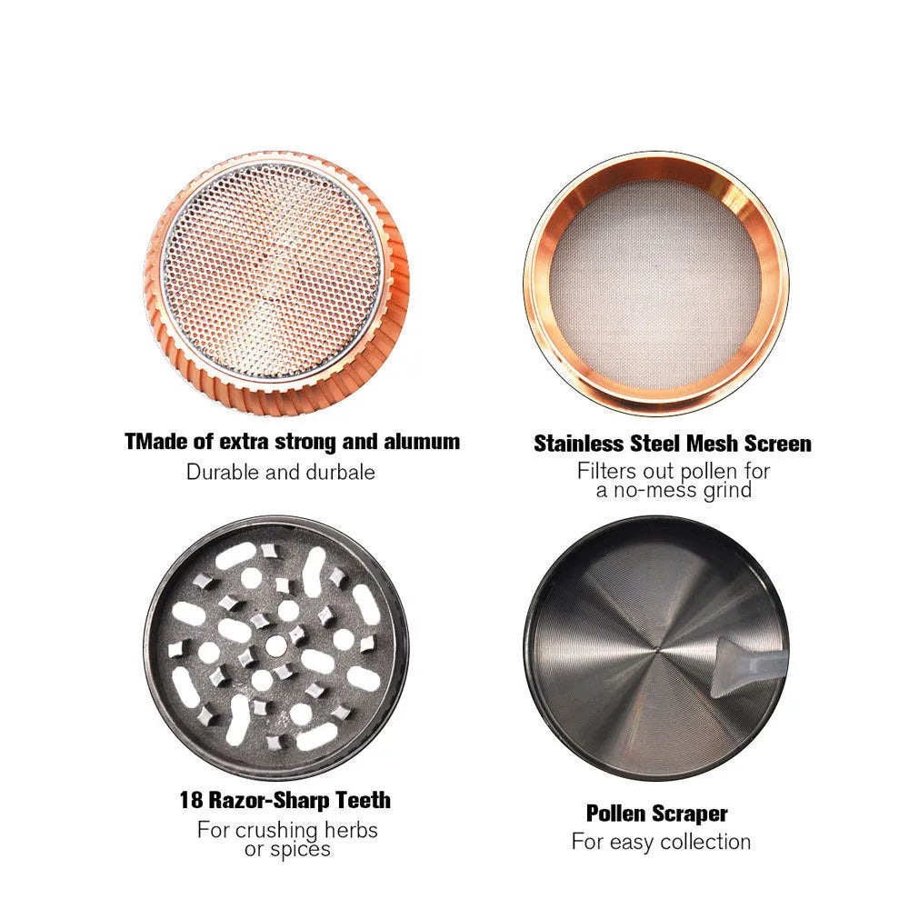 Creative mushroom zinc alloy smoke grinder with keychain and bottle opener in photo colour