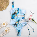 Sexy lace-up hollow one-piece swimsuit in nylon, cutout design, available in Asian sizes S-XL