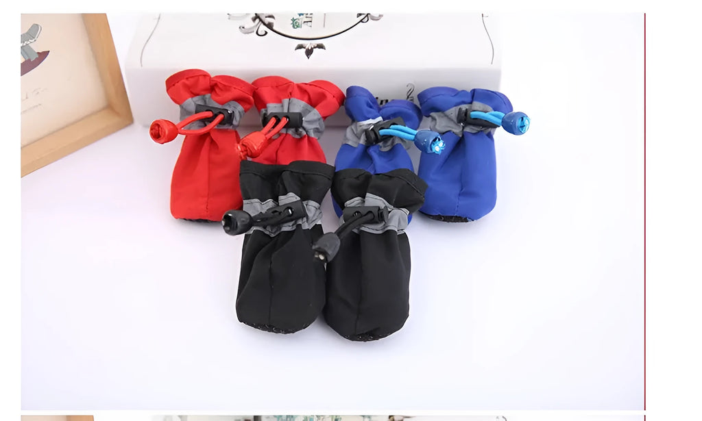 Blue non-slip soft sole dog shoe covers for small dogs with nylon and cotton construction