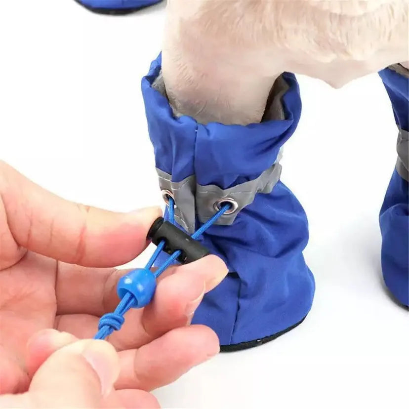 Blue non-slip soft sole dog shoe covers for small dogs with nylon and cotton construction