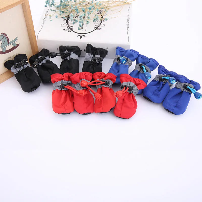 Blue non-slip soft sole dog shoe covers for small dogs with nylon and cotton construction