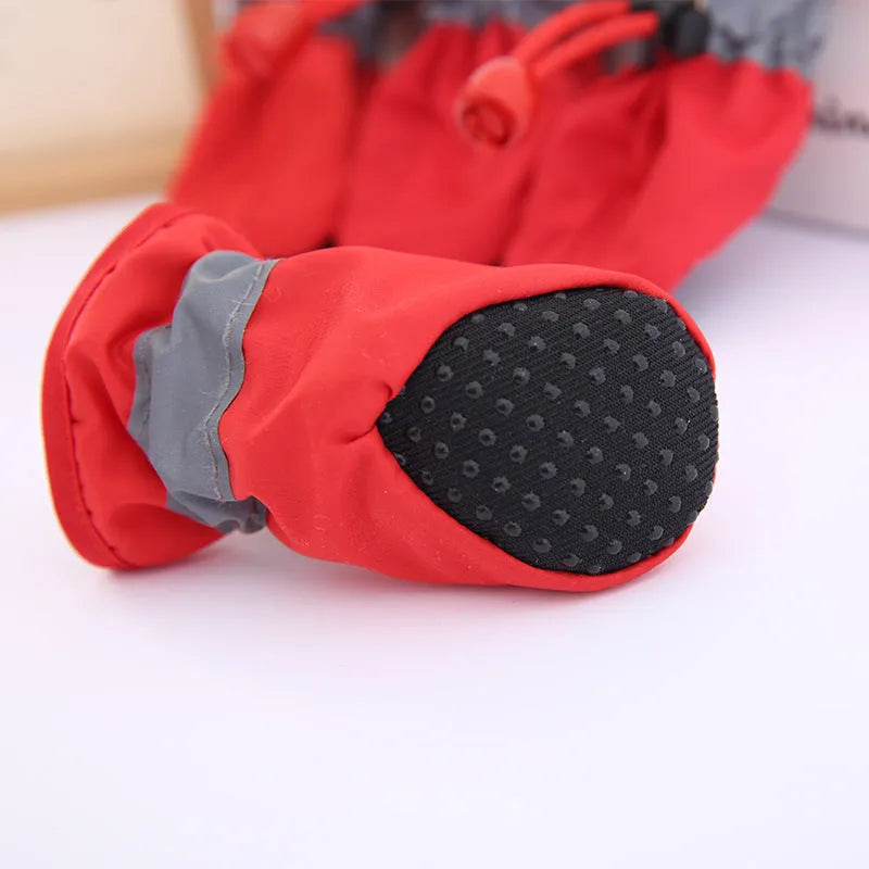 Blue non-slip soft sole dog shoe covers for small dogs with nylon and cotton construction
