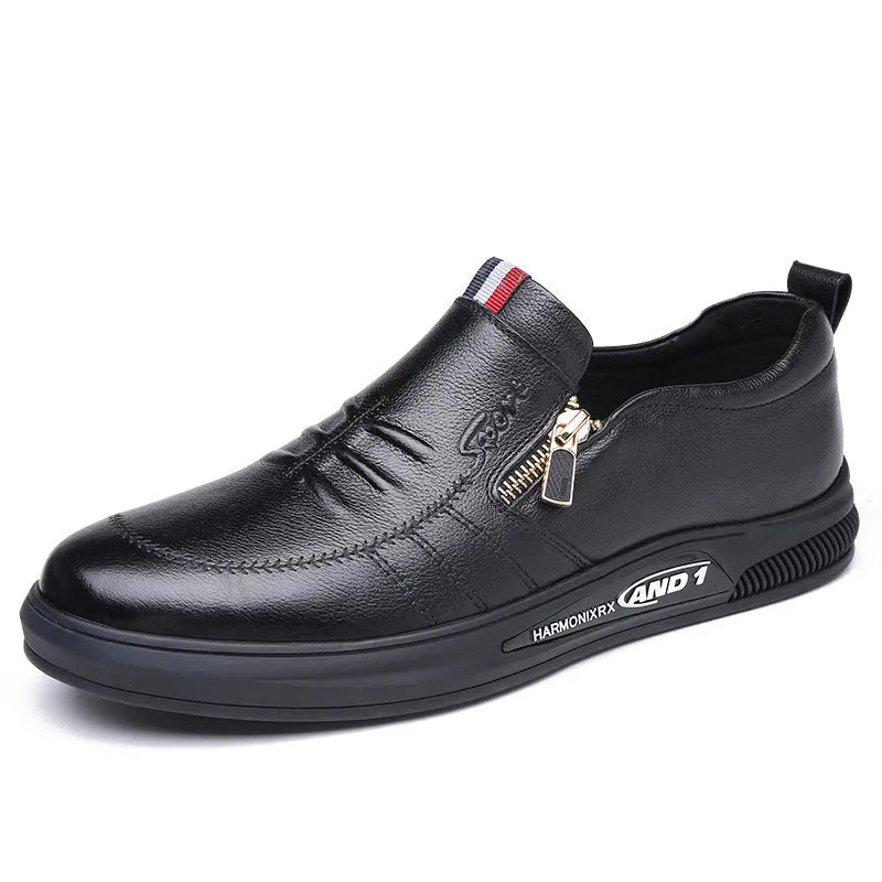 Simple white casual sneakers with breathable inside and flat heel on a plain background