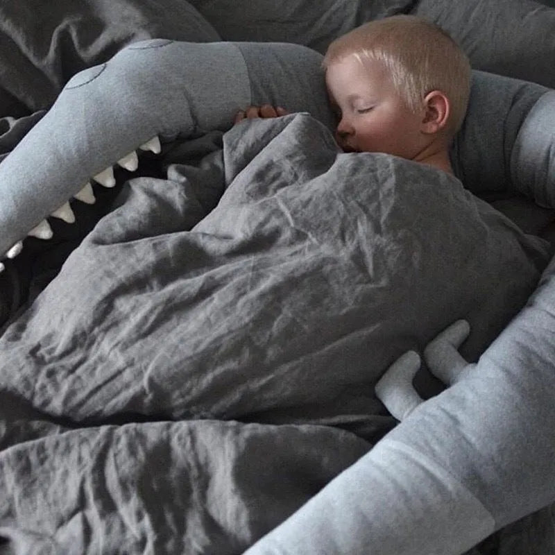 baby crib bumper cotton 185cm gray cartoon design infant cradle protection