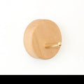 Beech wood adhesive wall hook with brass hook, shown in round, capsule, oval, diamond, and square colour options.