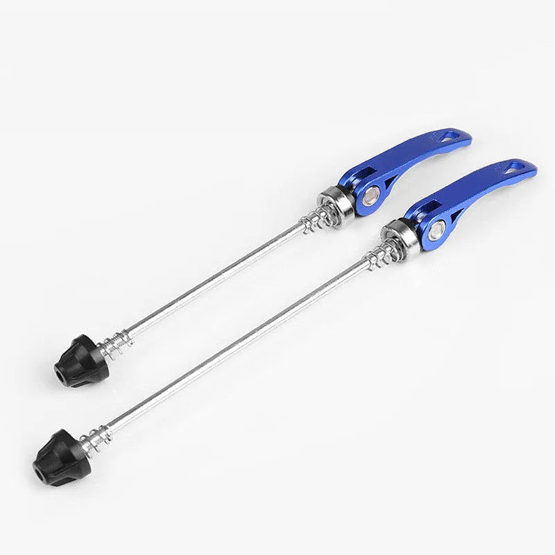 Bicycle quick release lever with aluminium handle and galvanised iron rod in choice of colours.