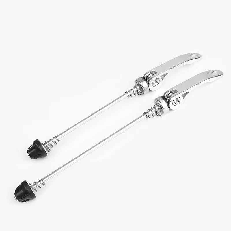 Bicycle quick release lever with aluminium handle and galvanised iron rod in choice of colours.