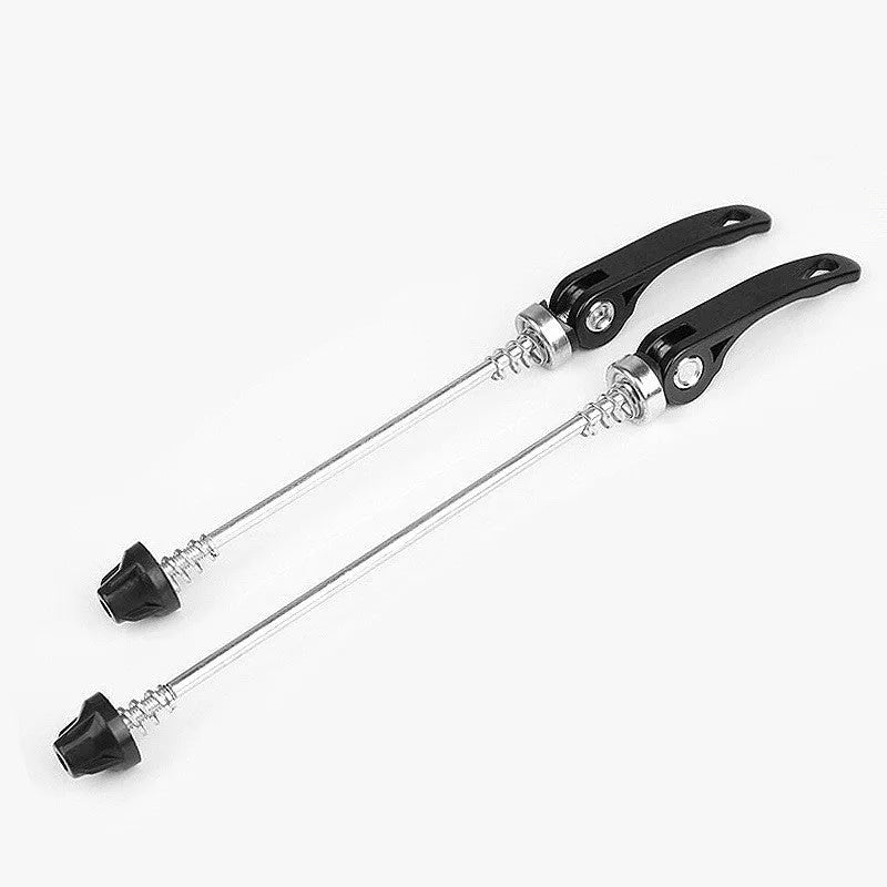 Bicycle quick release lever with aluminium handle and galvanised iron rod in choice of colours.
