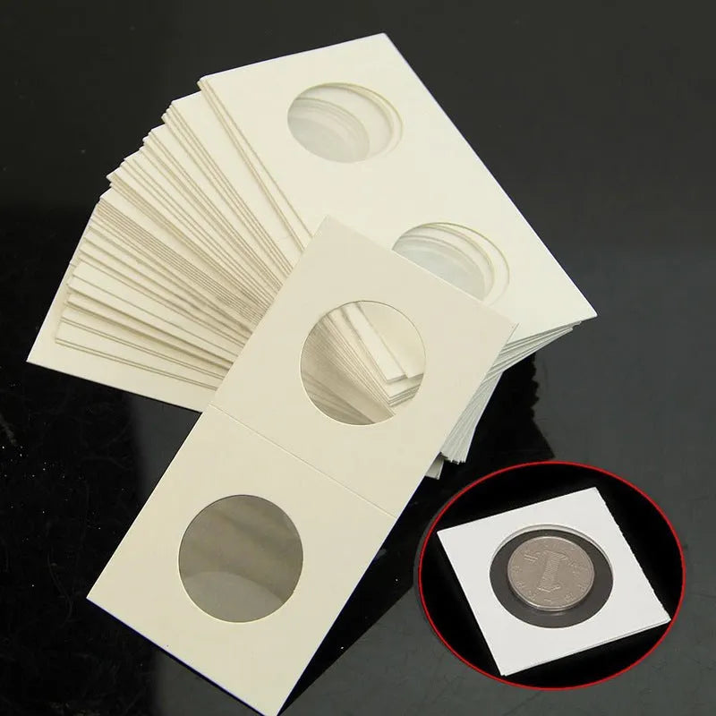White paper coin protector set of 50 pieces in transparent OPP bag for collection storage