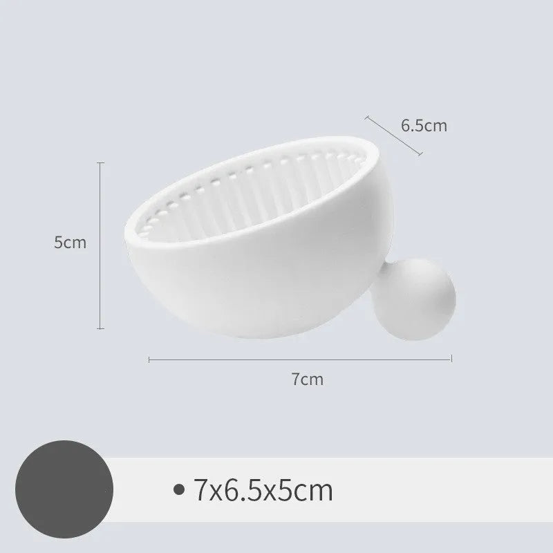Silicone scrubbing tray for makeup brush cleaner in white pink and blue colours