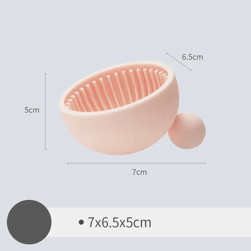 Silicone scrubbing tray for makeup brush cleaner in white pink and blue colours