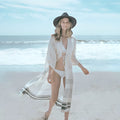 Crochet knitted white beach pareo dress long tunic cover up for women 99% cotton 135cm length 24cm sleeves