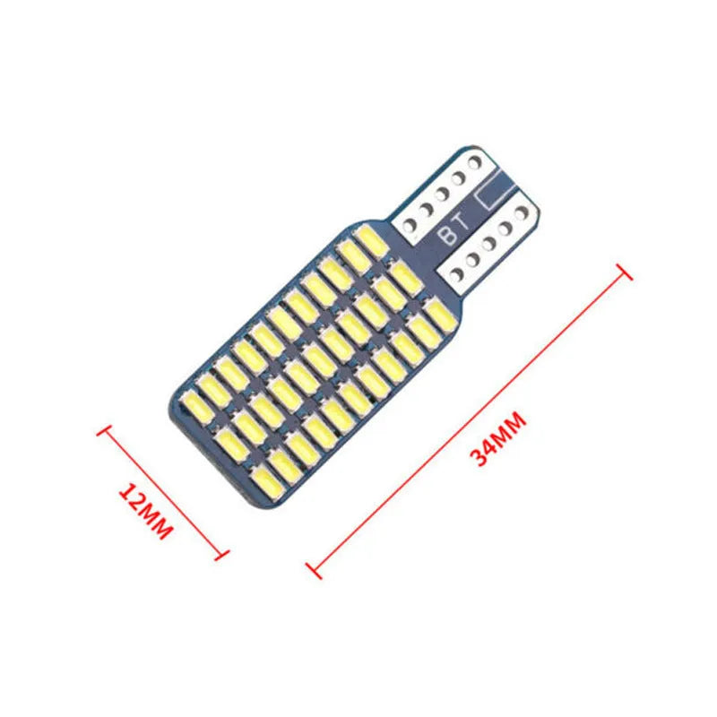 T10 3014 33smd single-sided white LED licence plate light on circuit board, 12x34mm size