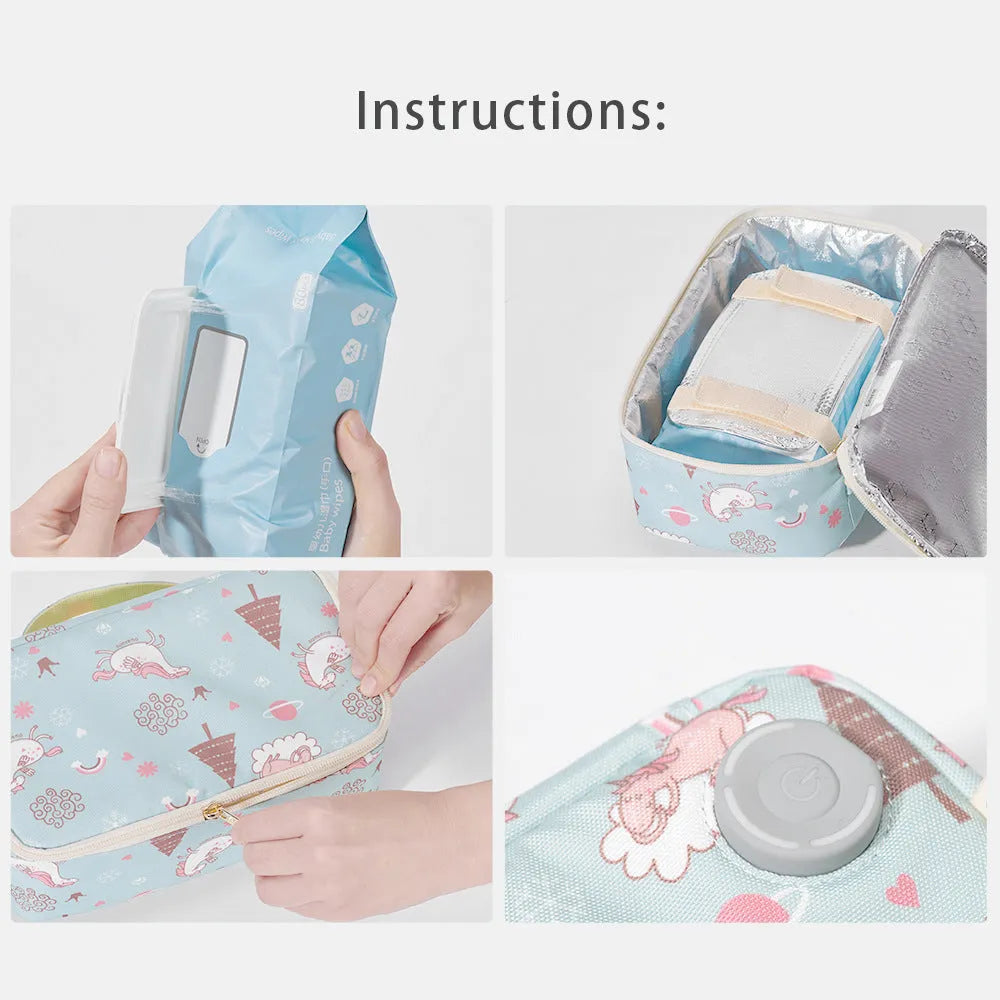 Sanmei Infant USB insulation plate for wet wipes in Giraffe, Green, and Pink colour options