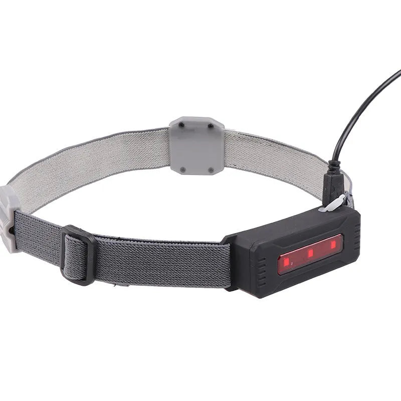 COB LED red light headlight 300 lumens warm white and red warning light portable ABS construction