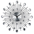 33cm round silver wall clock with metal frame and aluminium dial showing pointer and number display