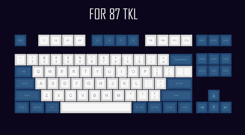 Blue and white laser engraving keycap set for non-mechanical keyboards, multiple layout options