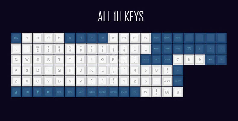 Blue and white laser engraving keycap set for non-mechanical keyboards, multiple layout options