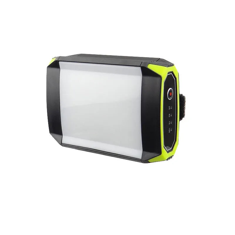 Green rechargeable camping light with dimmable LED and USB power bank function