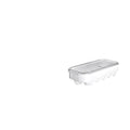 Transparent PET egg storage box for refrigerator, 31.4 cm length, with white background