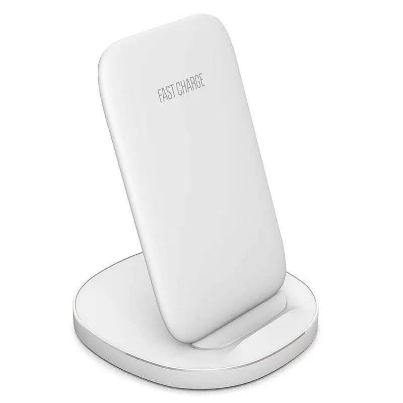 Vertical wireless charger dock for smartphones in white and black colours