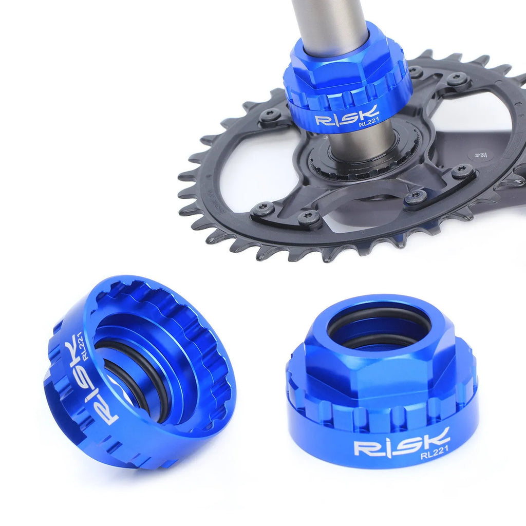 Blue aluminium alloy 12-speed direct mount disc removal tool for SRAM bicycle drivetrains.