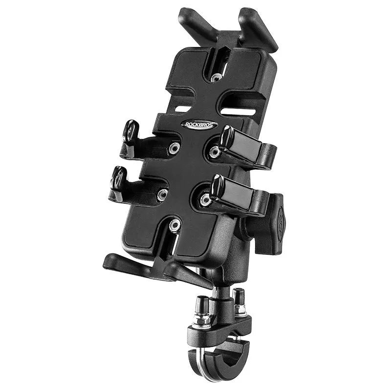 Black nylon U-shaped handlebar mobile phone navigation bracket for motorcycles and bicycles.