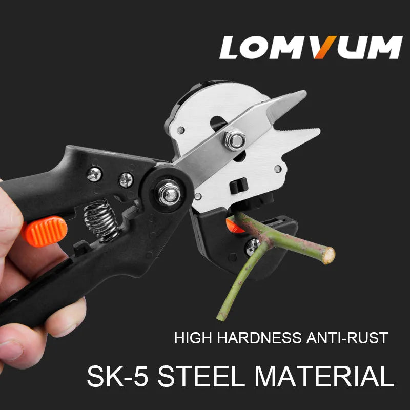 Alloy steel seedling grafting pliers with U-cut, V-cut, and Omega-cut blades for orchard tree pruning and grafting