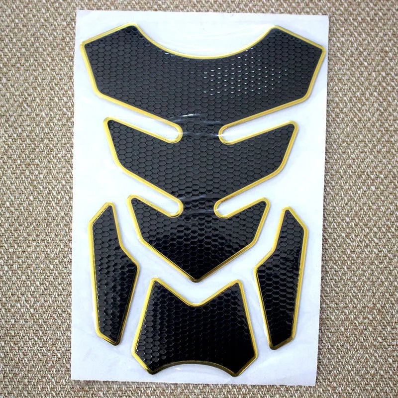 3D King Kong pattern PVC soft rubber fishbone car sticker for motorcycle fuel tank, 19x14cm, set of four with black edges