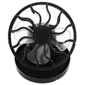 Black portable solar fan panel with clip, for outdoor cooling during camping and fishing.