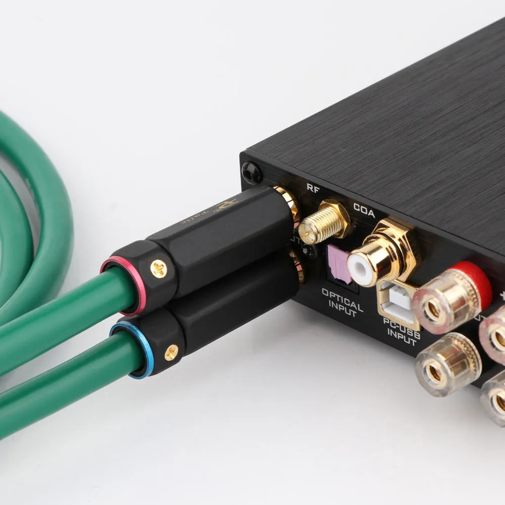 4-core shielded audio cable with silver-plated RCA connectors for amplifier connections