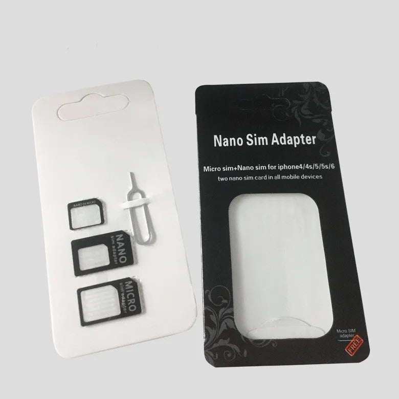 Black and white SIM card holder with four-in-one conversion card for mobile phone SIM storage