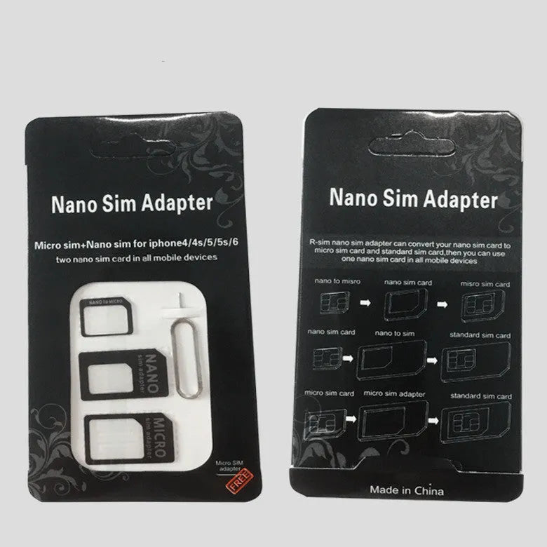 Black and white SIM card holder with four-in-one conversion card for mobile phone SIM storage