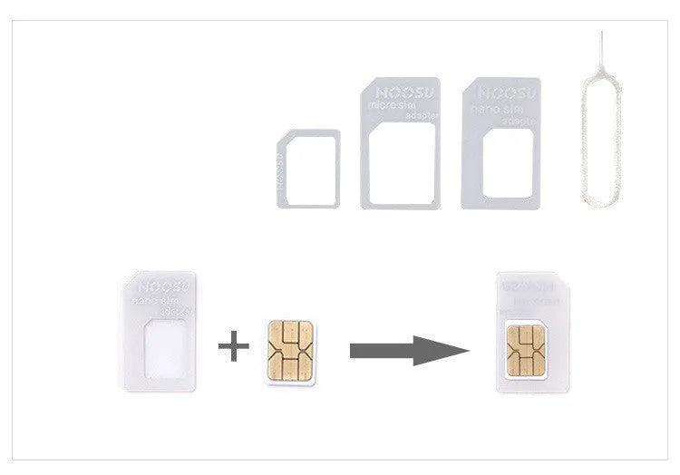 Black and white SIM card holder with four-in-one conversion card for mobile phone SIM storage