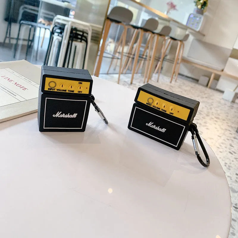 Black flip-type silicone protective cover for Apple AirPods with Chinese-style letter design