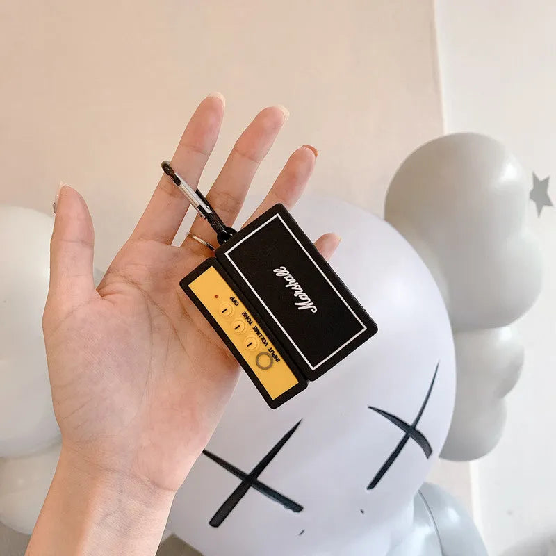 Black flip-type silicone protective cover for Apple AirPods with Chinese-style letter design