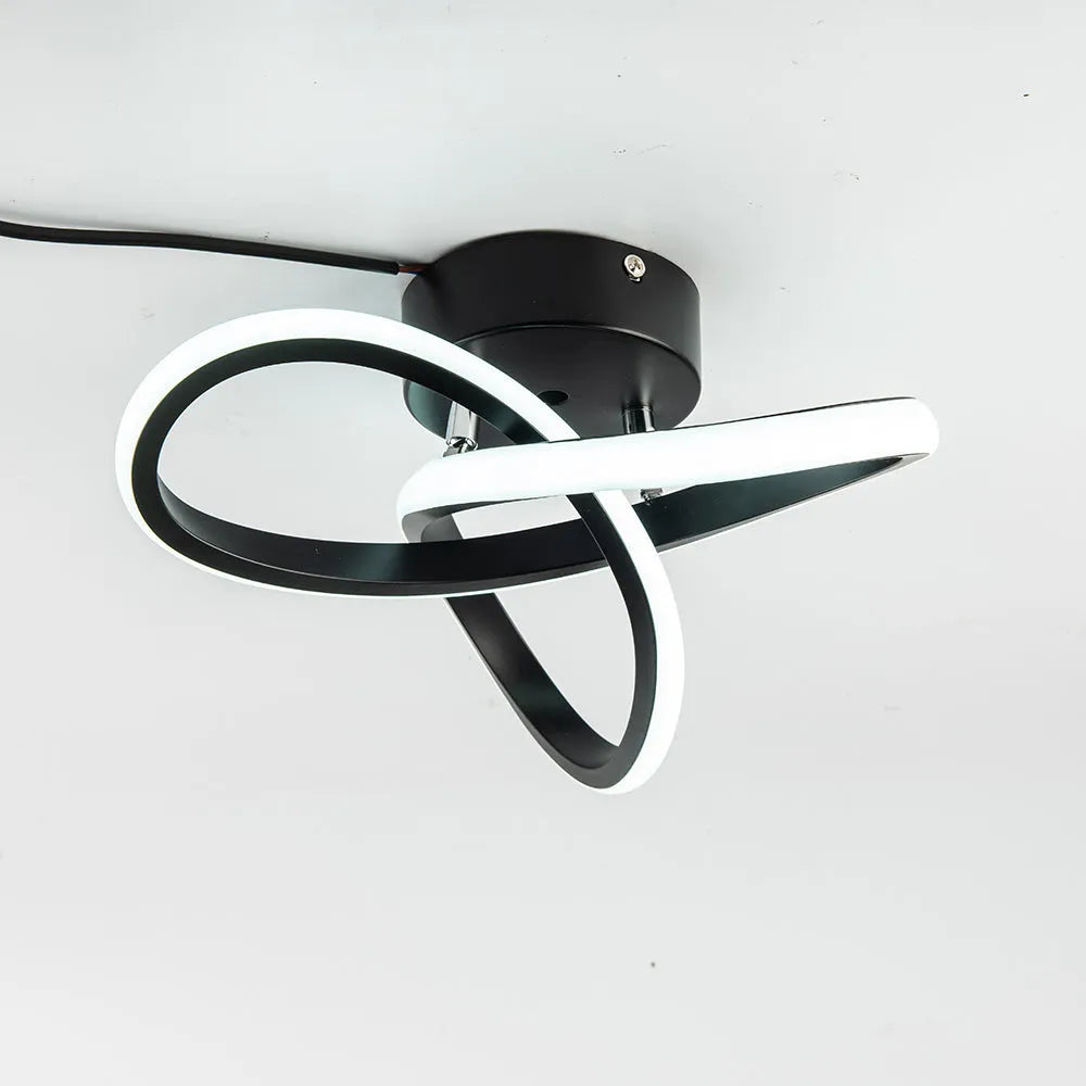 Aluminum ceiling light 280x210x60mm LED for corridor and entrance in black finish special-shaped shade